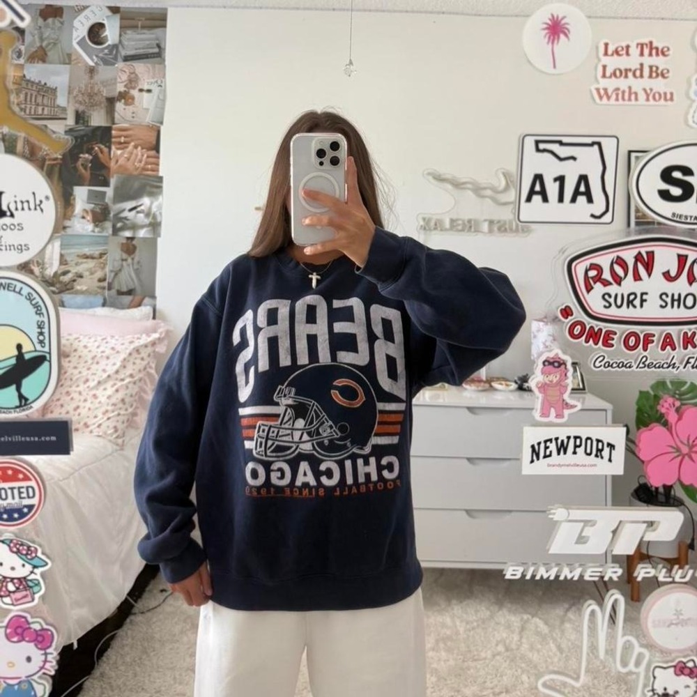 Navy Blue NFL Chicago Bears Crewneck Sweatshirt